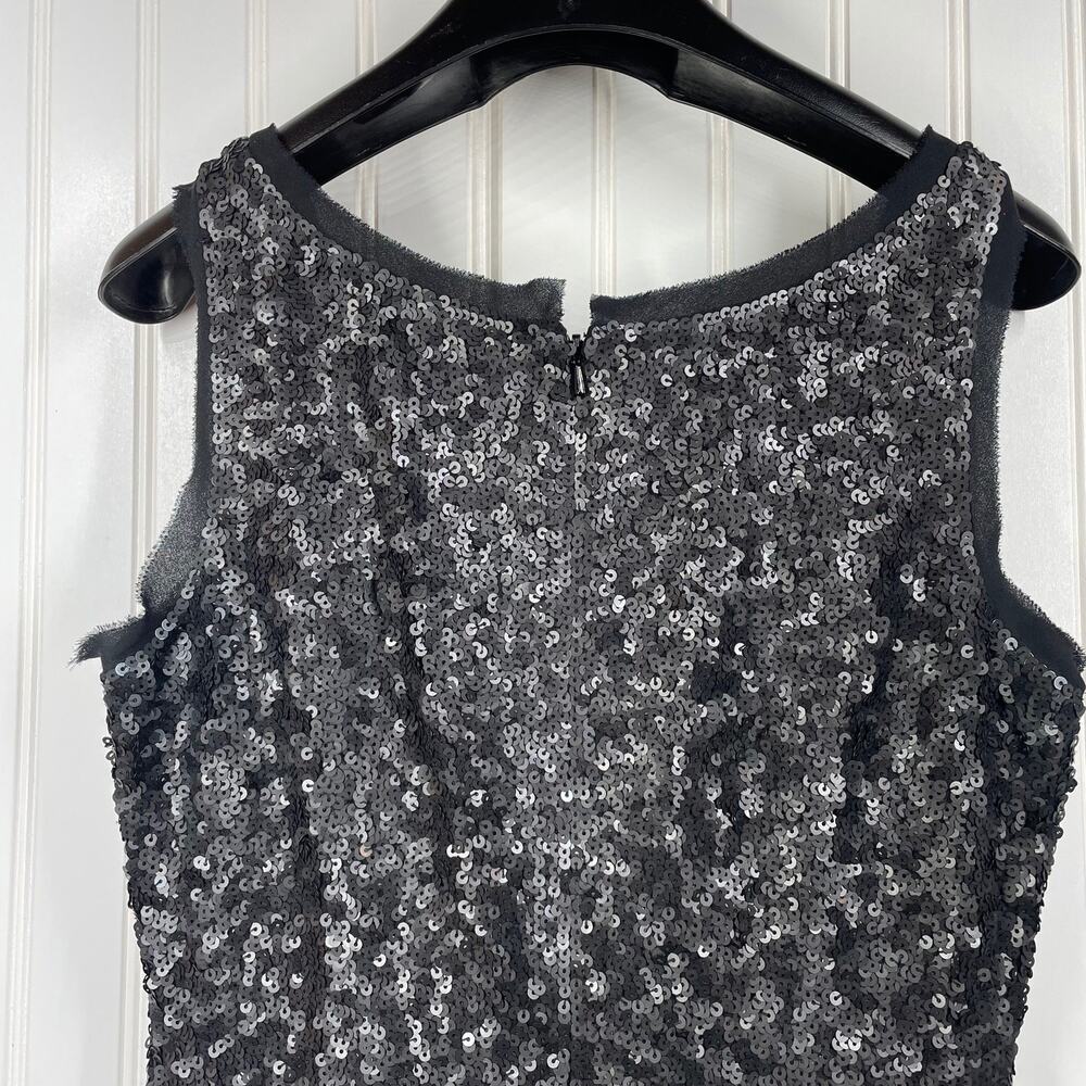 Talbots Women’s Black Sequin Cocktail Dress Back Zip Knee Length Size 4P - Picture 9 of 11